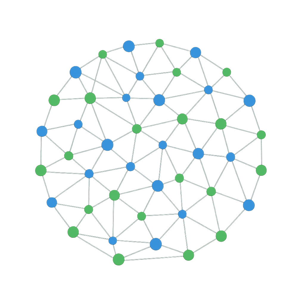Abstract network graph with blue and green nodes
